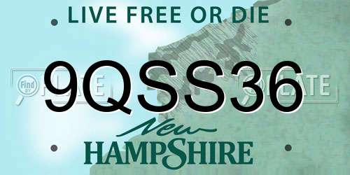 9QSS36 New Hampshire License Plate
