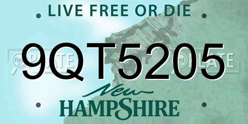 9QT5205 New Hampshire License Plate
