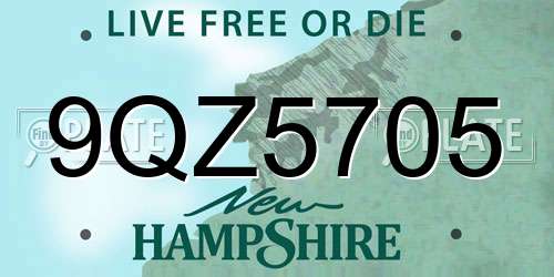 9QZ5705 New Hampshire License Plate