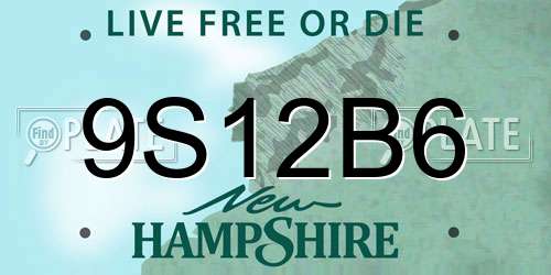 9S12B6 New Hampshire License Plate
