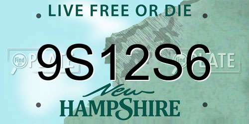 9S12S6 New Hampshire License Plate