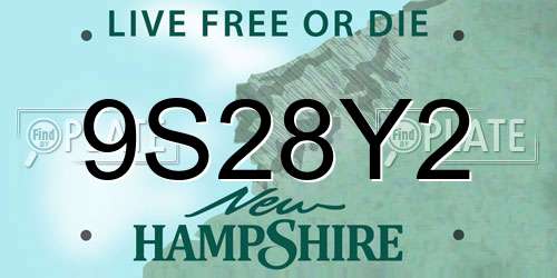 9S28Y2 New Hampshire License Plate