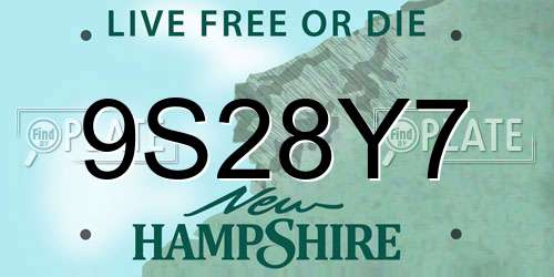 9S28Y7 New Hampshire License Plate