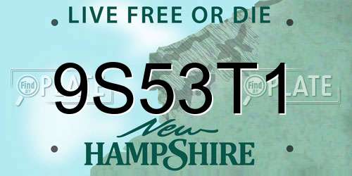 9S53T1 New Hampshire License Plate