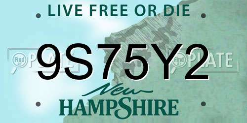 9S75Y2 New Hampshire License Plate
