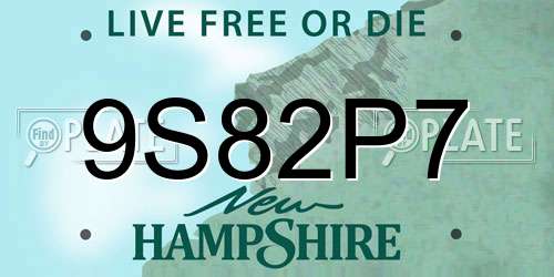 9S82P7 New Hampshire License Plate