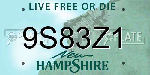 9S83Z1 New Hampshire License Plate