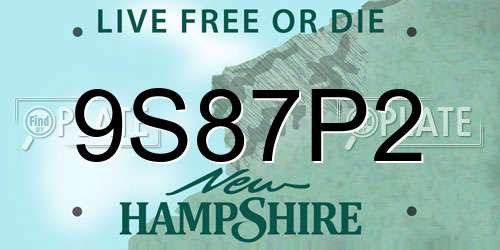 9S87P2 New Hampshire License Plate