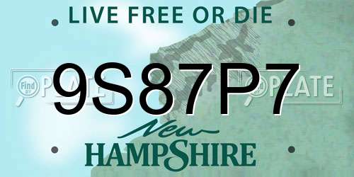 9S87P7 New Hampshire License Plate