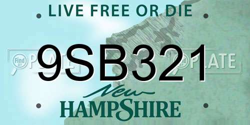 9SB321 New Hampshire License Plate