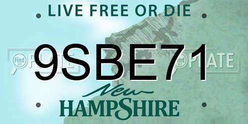 9SBE71 New Hampshire License Plate