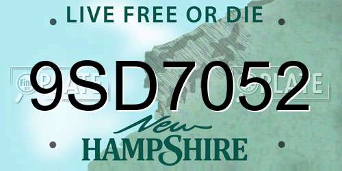 9SD7052 New Hampshire License Plate