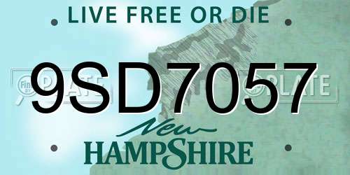 9SD7057 New Hampshire License Plate