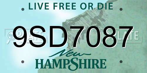 9SD7087 New Hampshire License Plate