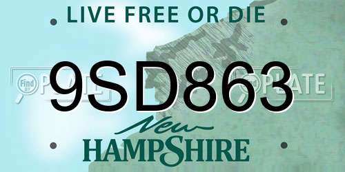 9SD863 New Hampshire License Plate