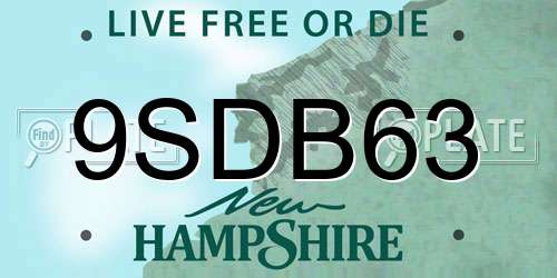 9SDB63 New Hampshire License Plate