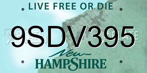 9SDV395 New Hampshire License Plate