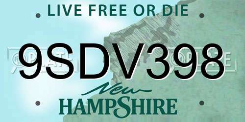9SDV398 New Hampshire License Plate
