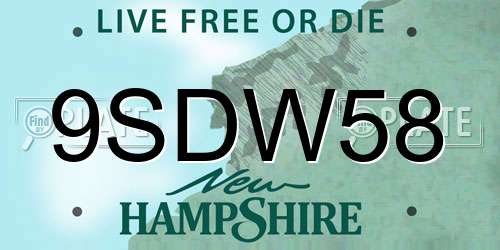 9SDW58 New Hampshire License Plate