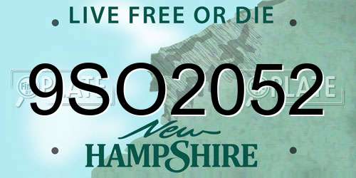 9SO2052 New Hampshire License Plate