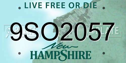 9SO2057 New Hampshire License Plate