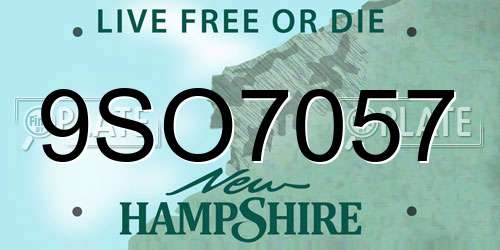 9SO7057 New Hampshire License Plate