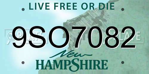 9SO7082 New Hampshire License Plate
