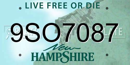 9SO7087 New Hampshire License Plate