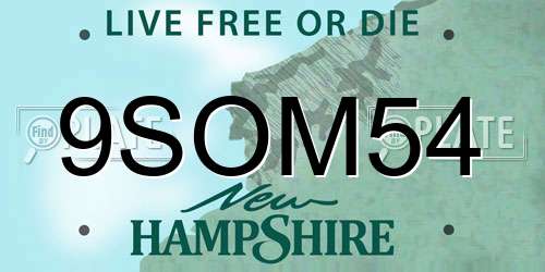 9SOM54 New Hampshire License Plate