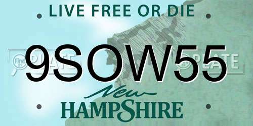9SOW55 New Hampshire License Plate