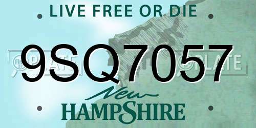9SQ7057 New Hampshire License Plate
