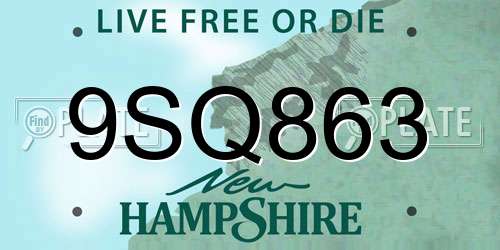 9SQ863 New Hampshire License Plate