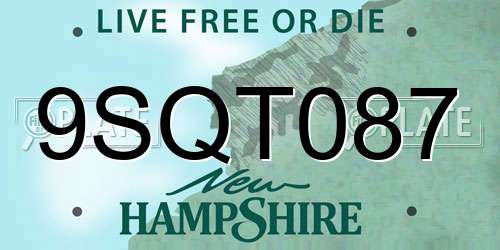 9SQT087 New Hampshire License Plate