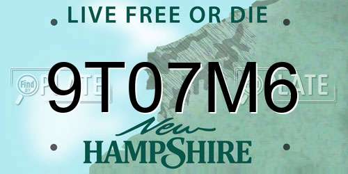 9T07M6 New Hampshire License Plate