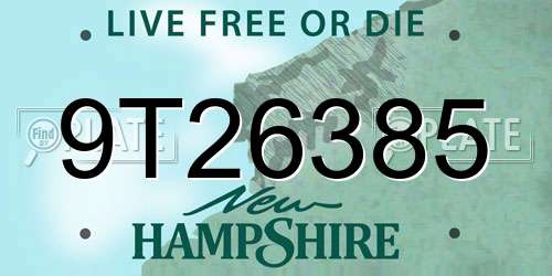 9T26385 New Hampshire License Plate