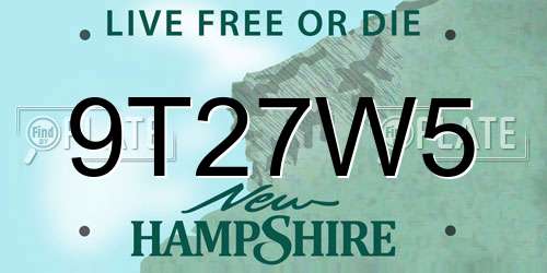 9T27W5 New Hampshire License Plate