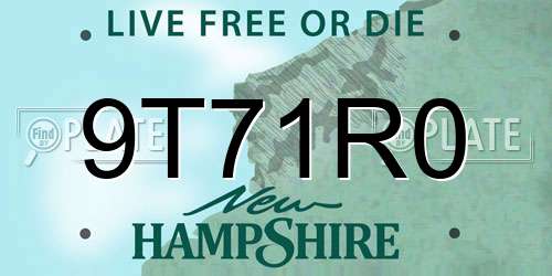 9T71R0 New Hampshire License Plate