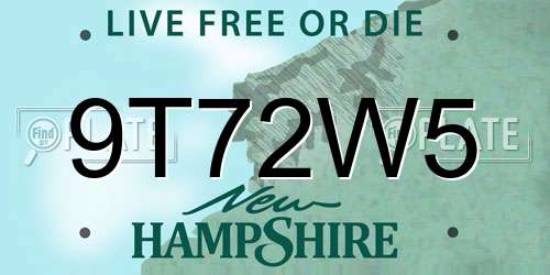 9T72W5 New Hampshire License Plate
