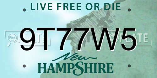 9T77W5 New Hampshire License Plate
