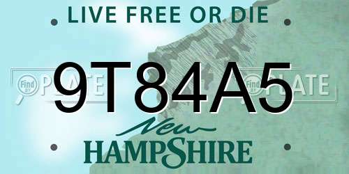 9T84A5 New Hampshire License Plate