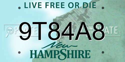9T84A8 New Hampshire License Plate