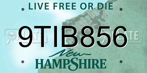 9TIB856 New Hampshire License Plate
