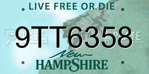 9TT6358 New Hampshire License Plate