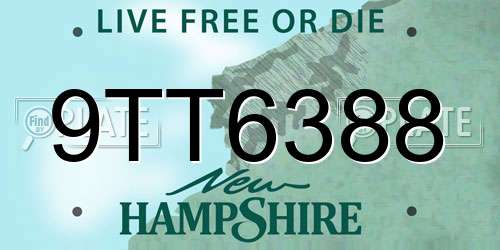 9TT6388 New Hampshire License Plate