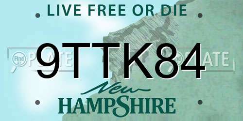 9TTK84 New Hampshire License Plate
