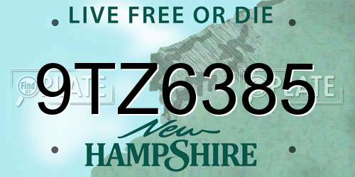 9TZ6385 New Hampshire License Plate