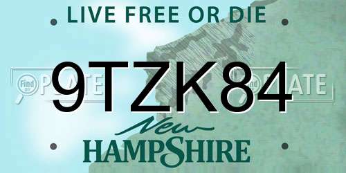 9TZK84 New Hampshire License Plate
