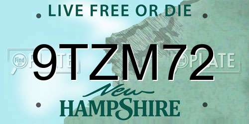 9TZM72 New Hampshire License Plate