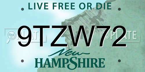 9TZW72 New Hampshire License Plate