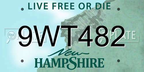 9WT482 New Hampshire License Plate
